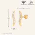 Sterling Silver Pave Zirconia Flat Back Earrings - Gold