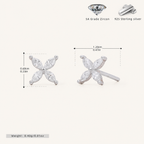 Sterling Silver Marquise Zirconia Flower Stud Earrings - Platinum / White Zircon