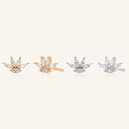 Sterling Silver Zirconia Crown Stud Earrings