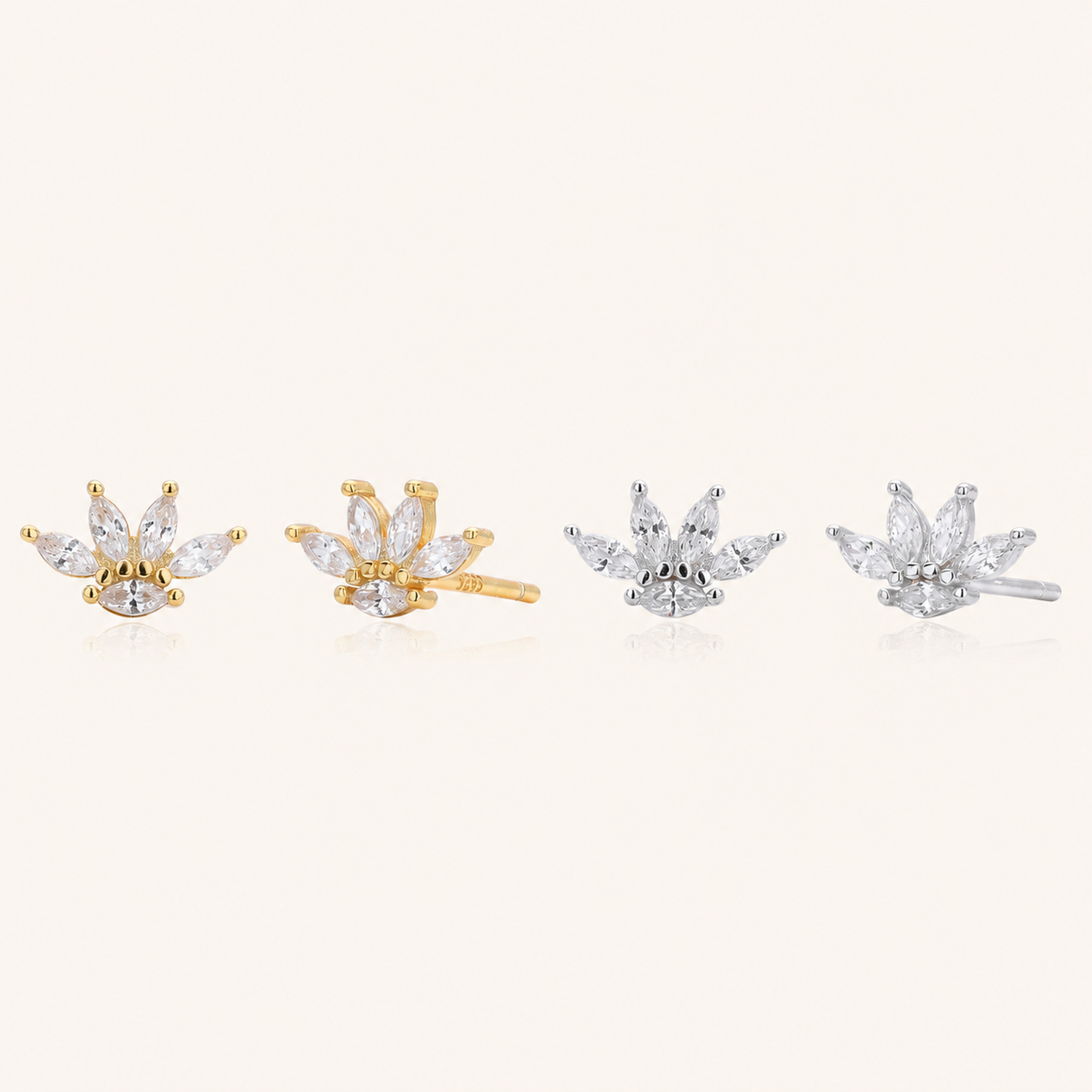 Sterling Silver Zirconia Crown Stud Earrings
