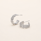 Sterling Silver Braided Twist Circle Stud Earrings detail view