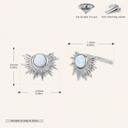 Sterling Silver French Fan Opal Stud Earrings - Platinum / White