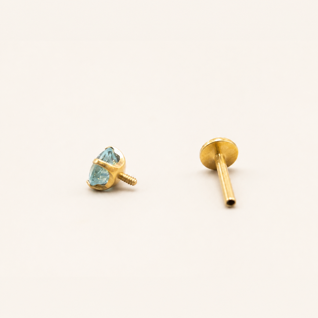 Titanium Paraiba Apatite Flat Back Stud Earrings