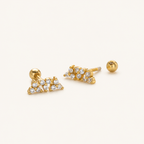 Sterling Silver Twisted Zirconia Ball Cartilage Flat Back Earrings detail view