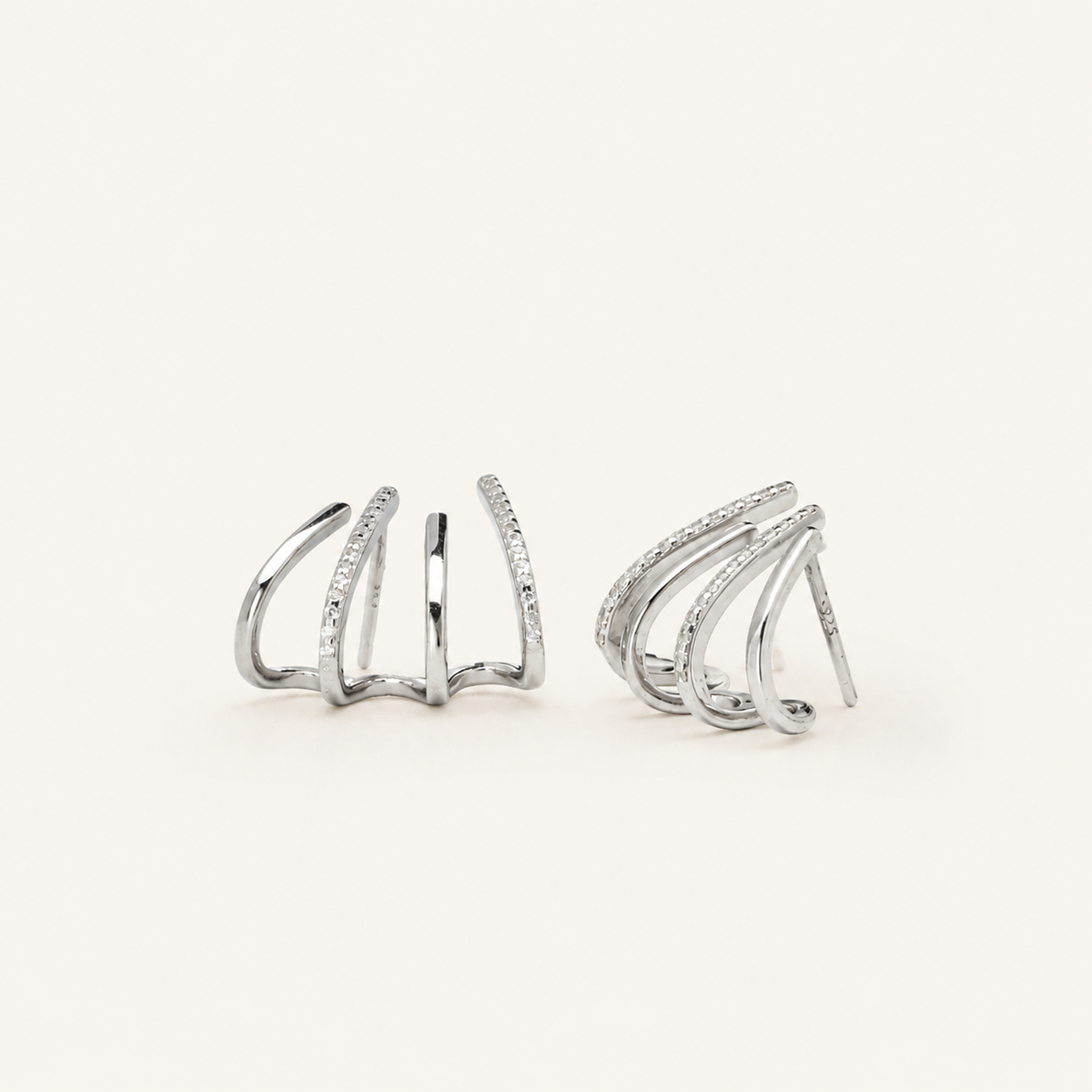 Sterling Silver Four-Prong Zirconia Stud Earrings detail view