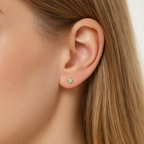 Titanium Light Blue Crystal Flat Back Stud Earrings