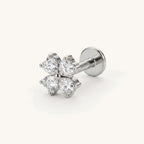 Lucky Clover Titanium Stud Earrings - Silver