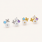 Sterling Silver Zirconia Sparkle Stud Earrings detail view