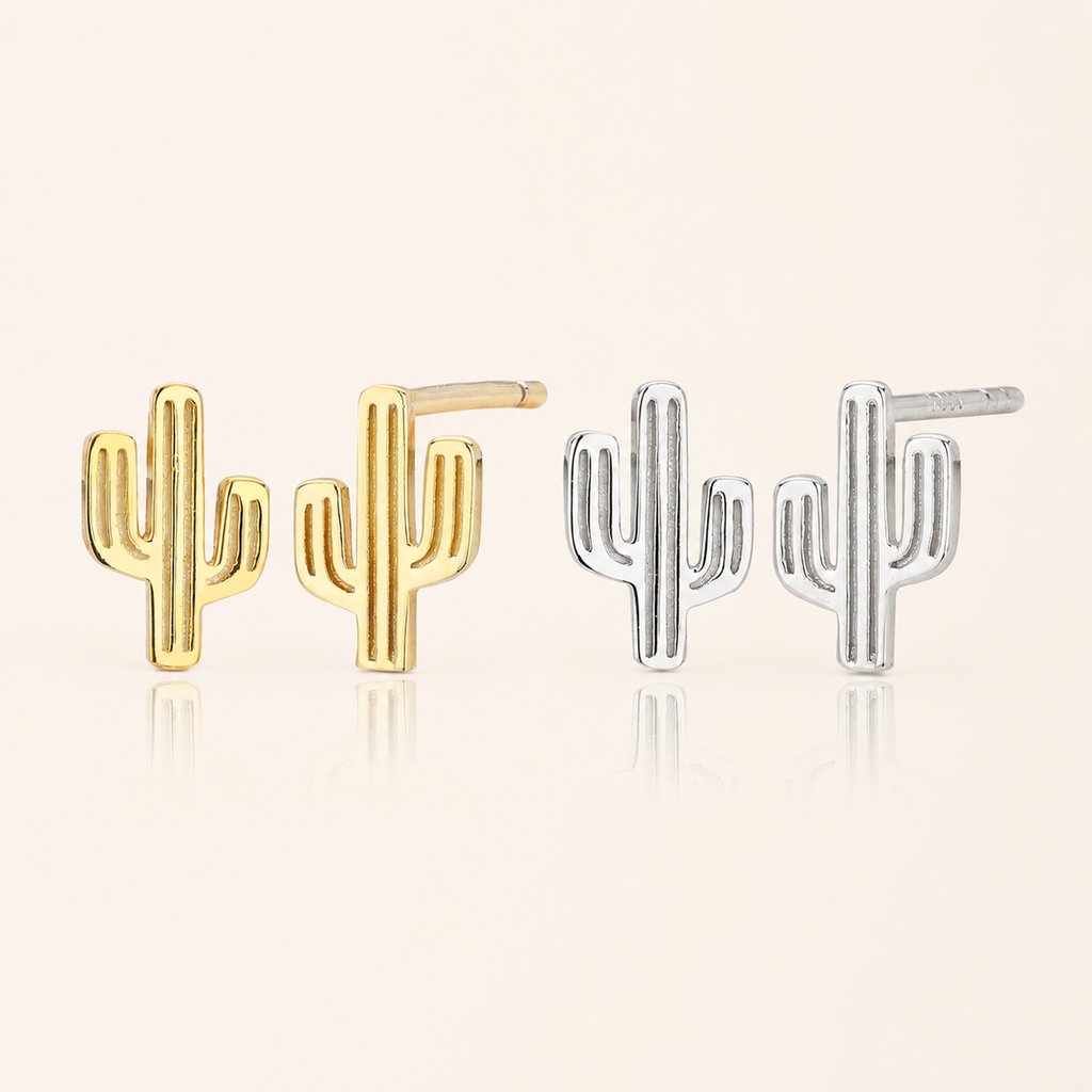 Sterling Silver Cactus Stud Earrings