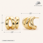 Sterling Silver French Open Circle Stud Earrings - Gold