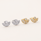 Sterling Silver Zirconia Fan Stud Earrings detail