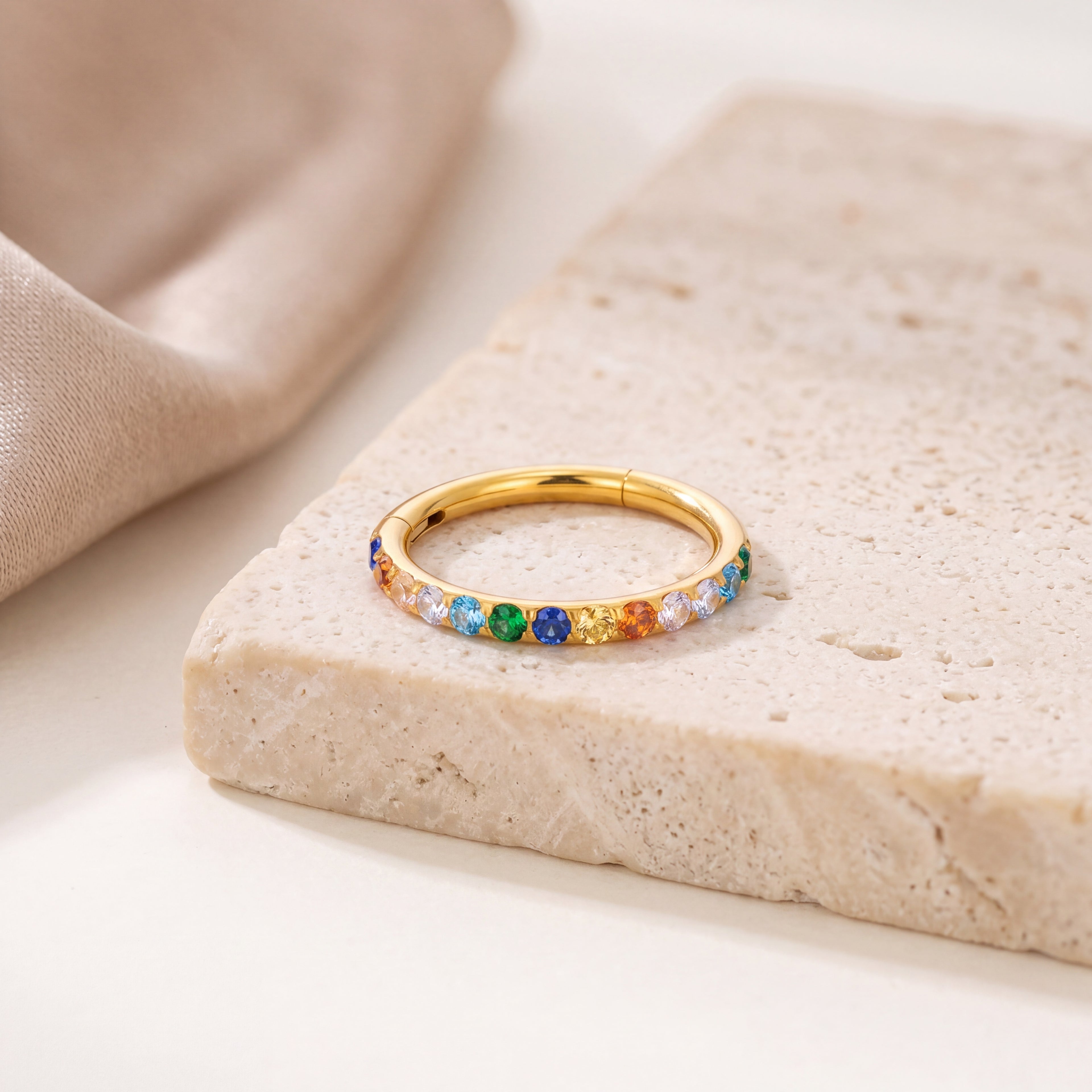 Rainbow Crystal Titanium Hoop Earrings - image 5