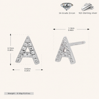 Sterling Silver Pave Initial Letter Stud Earrings - Platinum / A