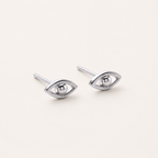 Sterling Silver Evil Eye Stud Earrings detail view