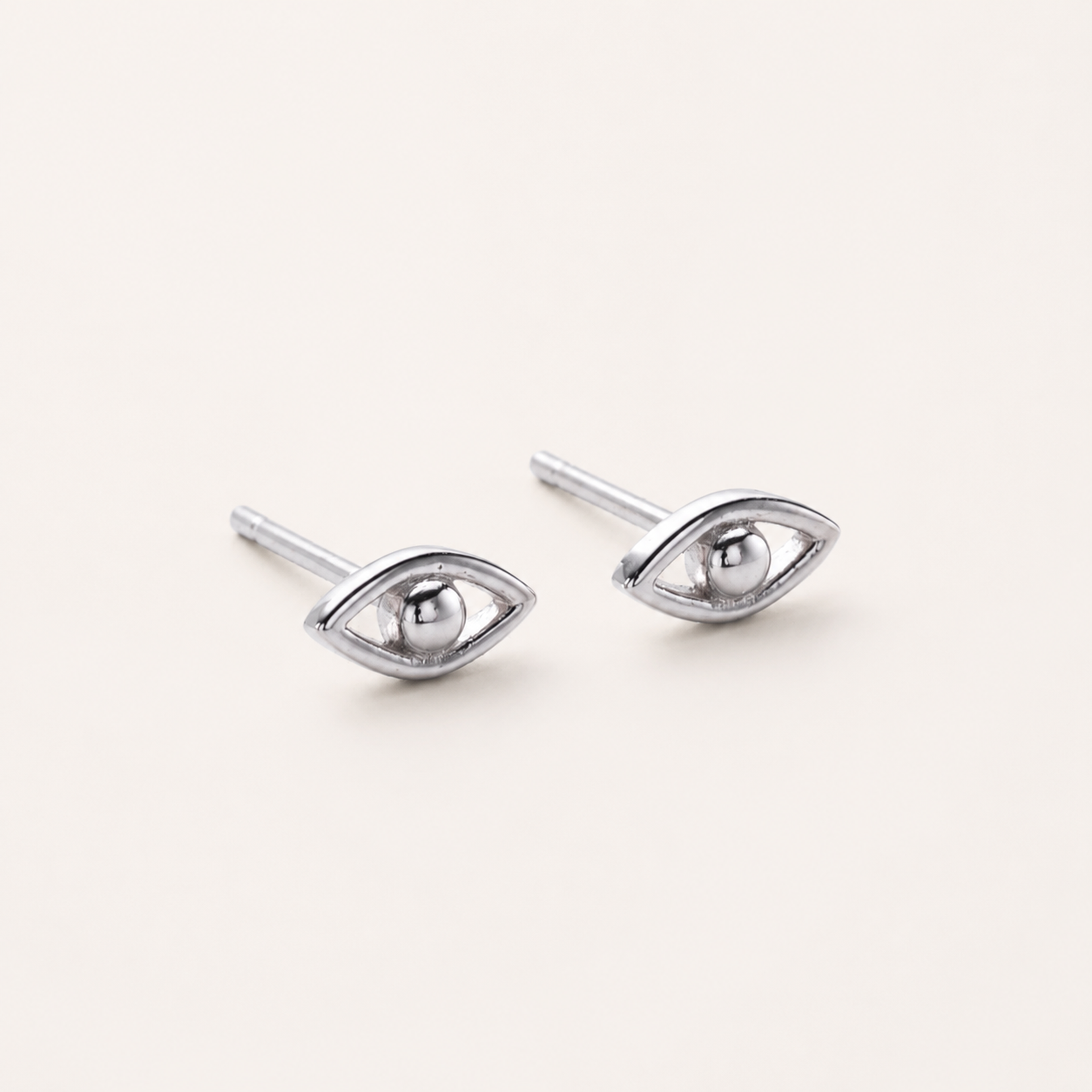 Sterling Silver Evil Eye Stud Earrings detail view