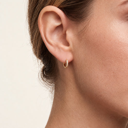 Pave Crystal Titanium Hoop Earrings - image 2