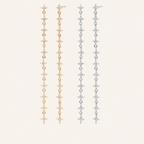 Sterling Silver Star Zirconia Tassel Drop Stud Earrings
