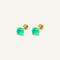 Titanium Green Agate Flat Back Stud Earrings
