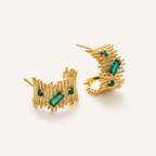 Sterling Silver Irregular C-Shape Zirconia Stud Earrings detail