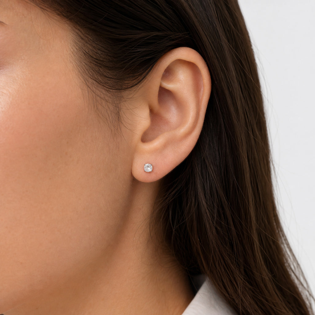 Titanium Rose Quartz Flat Back Stud Earrings