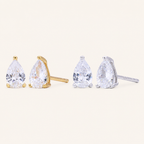 Sterling Silver Teardrop Zirconia Stud Earrings