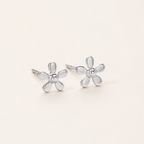 Sterling Silver Mini Flower Stud Earrings detail view