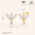 Sterling Silver Zirconia Crown Flat Back Earrings - Gold