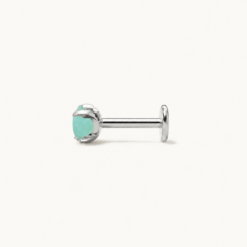 Titanium Amazonite Flat Back Stud Earrings
