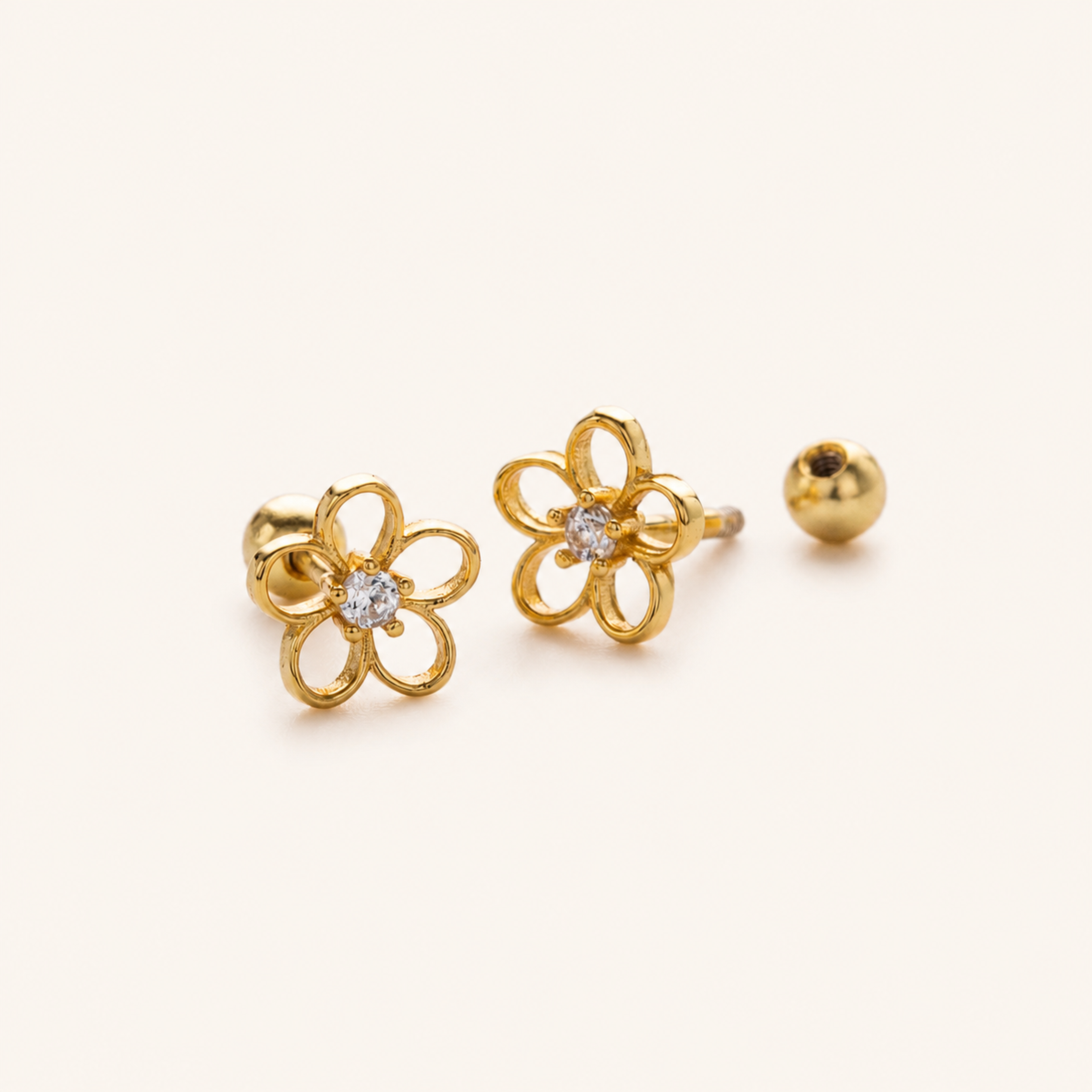 Sterling Silver Openwork Flower Flat Back Earrings detail view
