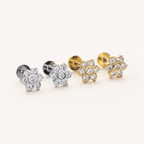 Sterling Silver Zirconia Spiral Cartilage Flat Back Earrings detail view