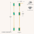 Sterling Silver Vintage Emerald-Green Square Tassel Drop Earrings - Gold