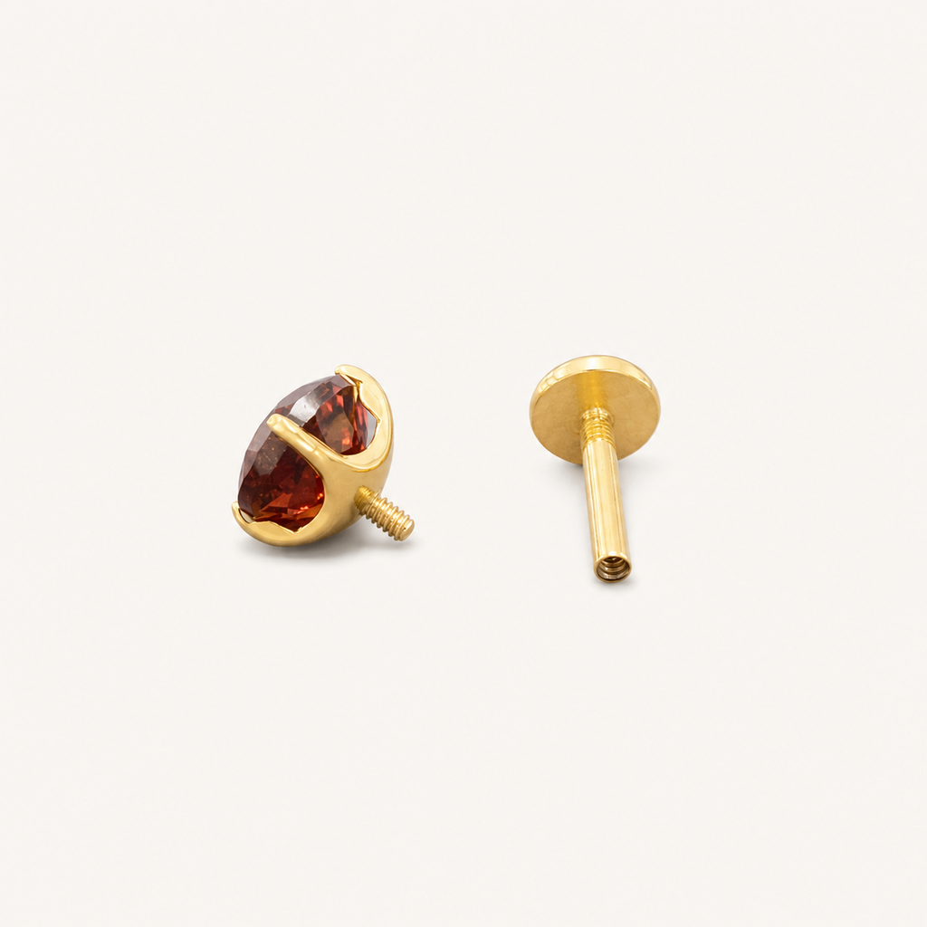 Titanium Garnet Flat Back Stud Earrings