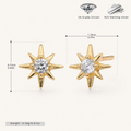 Sterling Silver Lucky Eight-Point Star Zirconia Stud Earrings - Gold