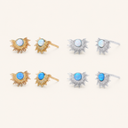 Sterling Silver French Fan Opal Stud Earrings
