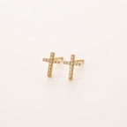Sterling Silver Zirconia Cross Stud Earrings detail