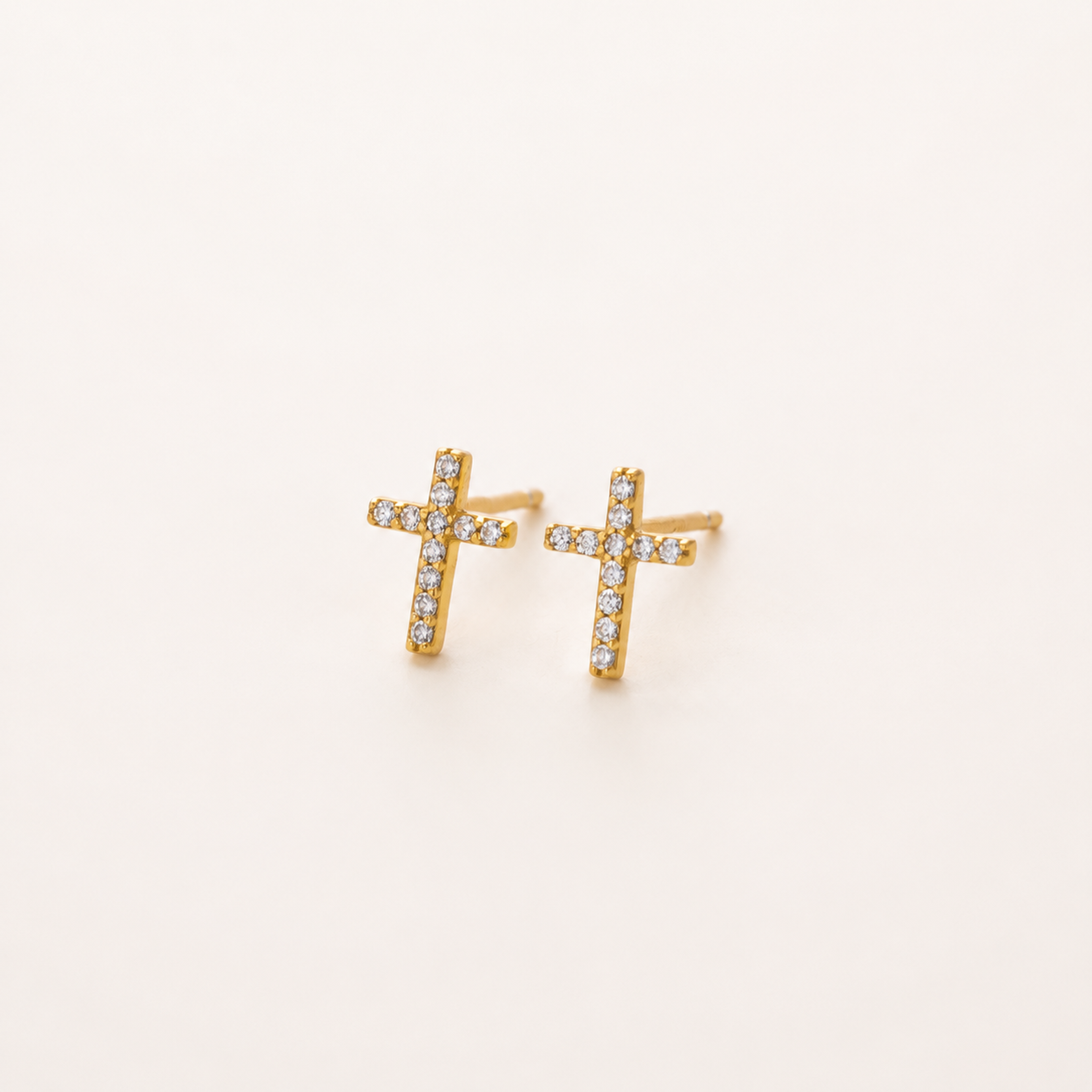 Sterling Silver Zirconia Cross Stud Earrings detail