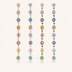 Sterling Silver Colorful Flower Chain Drop Stud Earrings