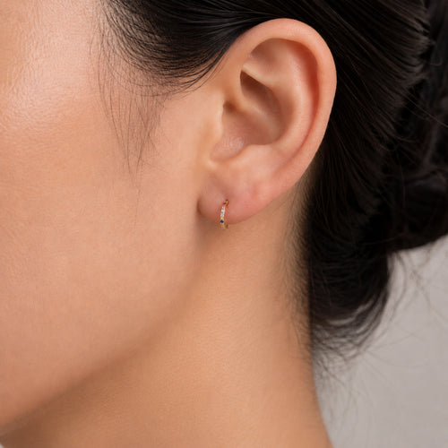 Rainbow Crystal Titanium Hoop Earrings - image 2