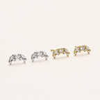 Sterling Silver Zirconia Moon Stud Earrings detail