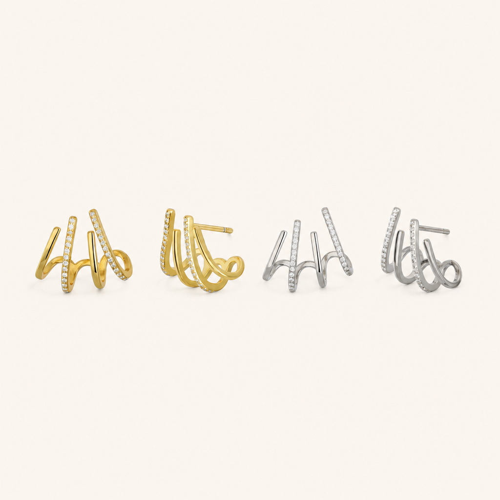 Sterling Silver Four-Prong Zirconia Stud Earrings