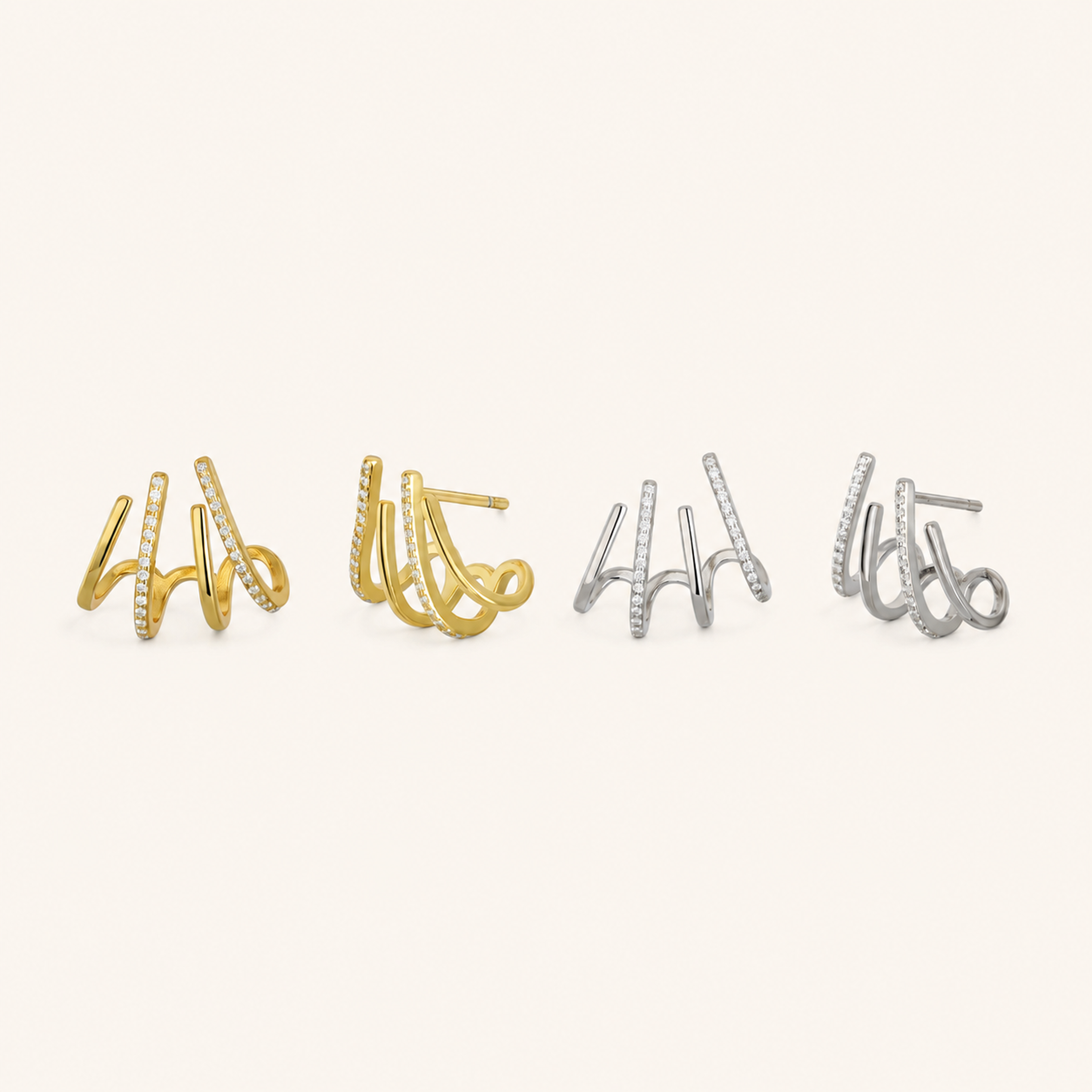 Sterling Silver Four-Prong Zirconia Stud Earrings