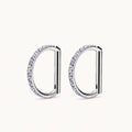 Crystal D-Shape Titanium Hoop Earrings - Silver