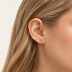 Sterling Silver Wing Feather Flat Back Earrings worn on the ear