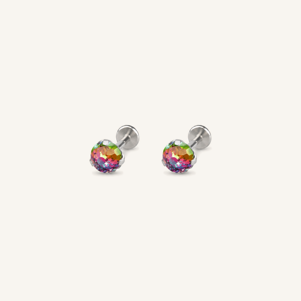 Titanium Gradient Red Crystal Flat Back Stud Earrings