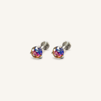 Titanium Gradient Purple Blue Crystal Flat Back Stud Earrings