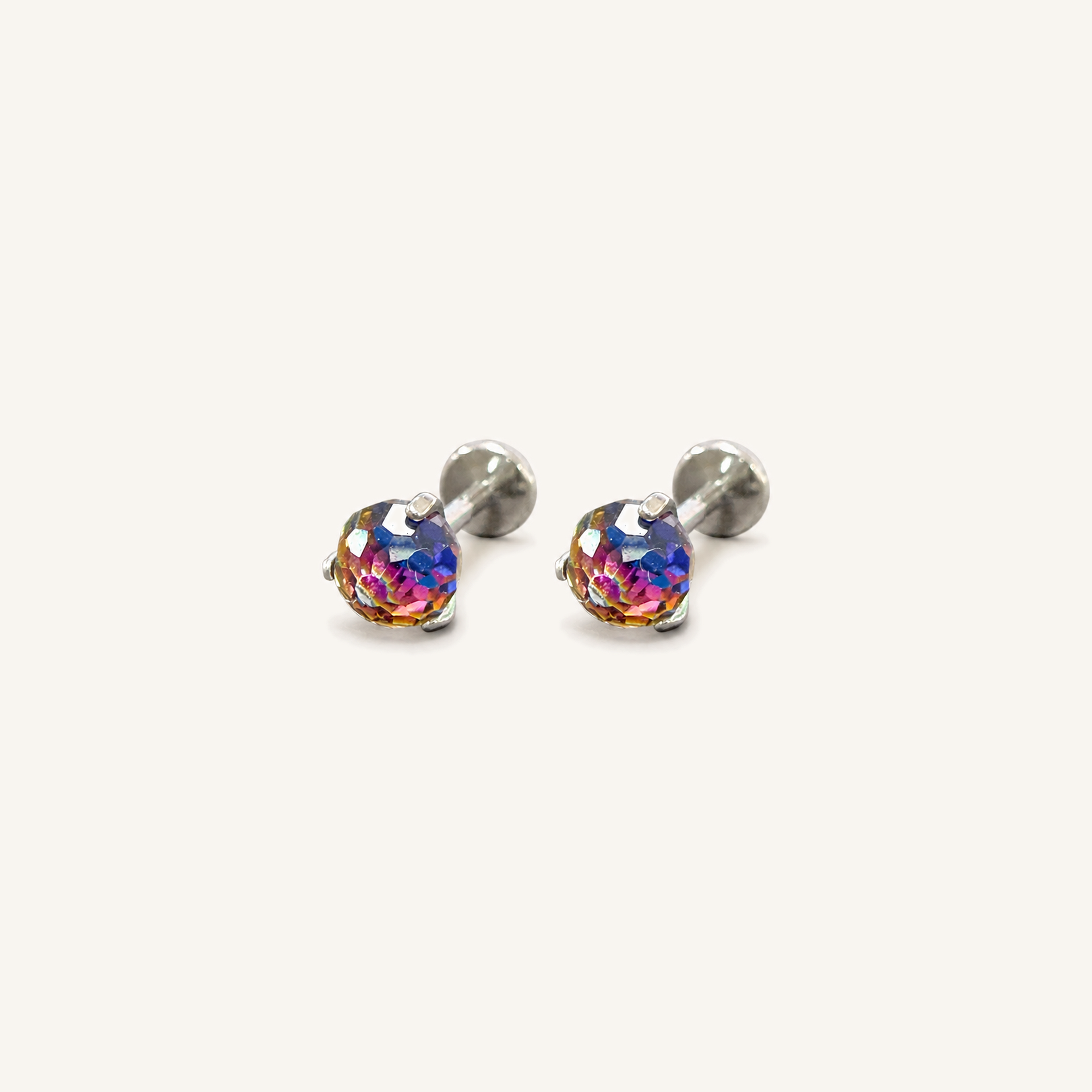 Titanium Gradient Purple Blue Crystal Flat Back Stud Earrings