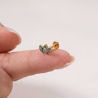 Moss Agate Leaf Cluster Titanium Flat Back Earring - image 4