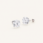 Sterling Silver Moissanite Four-Prong Solitaire Flat Back Earrings detail view