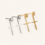 Sterling Silver Mini Zirconia Cross Stud Earrings detail