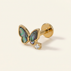 Shell Butterfly Titanium Stud Earrings - Gold